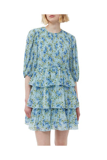 Pleated Georgette Mini Dress | Ice Water