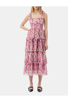 Pleated Georgette Smock Midi Dress | Sugar Plum