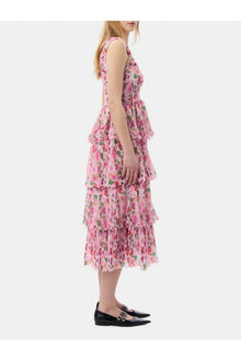 Pleated Georgette Smock Midi Dress | Sugar Plum