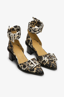 Print Feminine Buckle Open Cut Pumps | Leopard