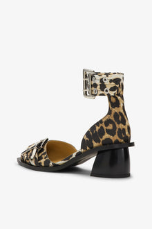 Print Feminine Buckle Open Cut Pumps | Leopard
