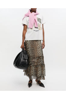 Print Long Chiffon Ruffle Skirt | Leopard