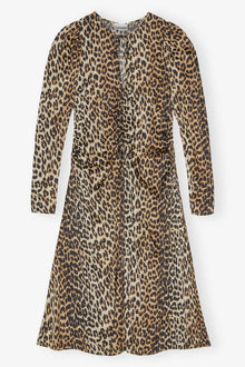 Print Satin Midi Dress | Leopard