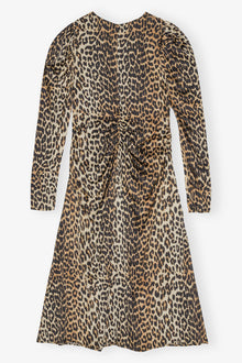 Print Satin Midi Dress | Leopard