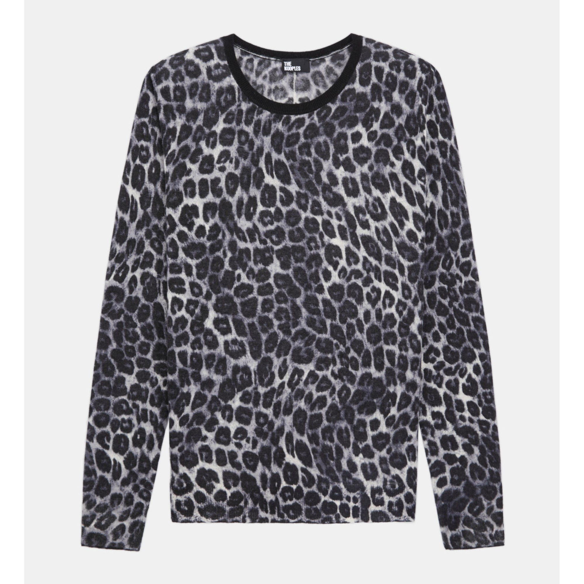 Printed Cashmere Sweater | Women | Black x White Leopard