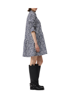 Printed Cotton Poplin Mini Shirt Dress | Egret