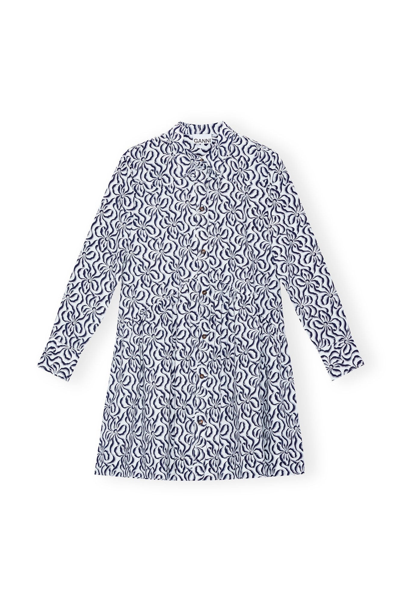 Printed Cotton Poplin Mini Shirt Dress | Egret