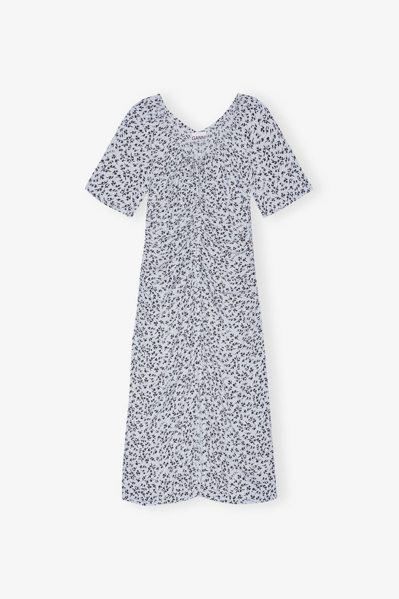 Printed Crepe U neck Midi Dress | Heather