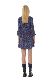 Printed Crepe U neck Mini Dress | Port Royale