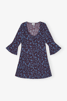 Printed Crepe U neck Mini Dress | Port Royale