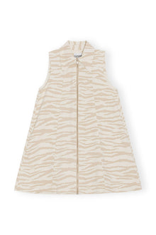 Printed Denim Mini Dress | Pale Khaki