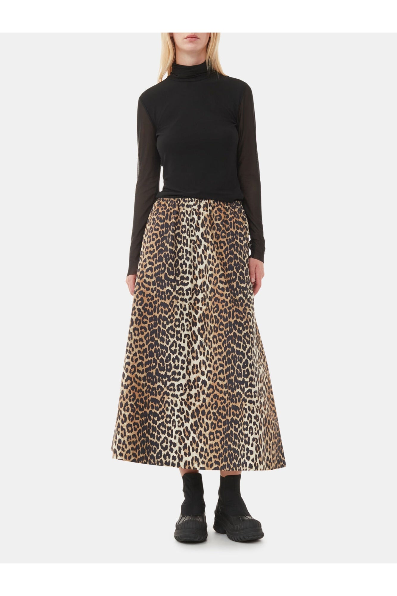 Printed Elasticated Maxi Skirt | Leopard