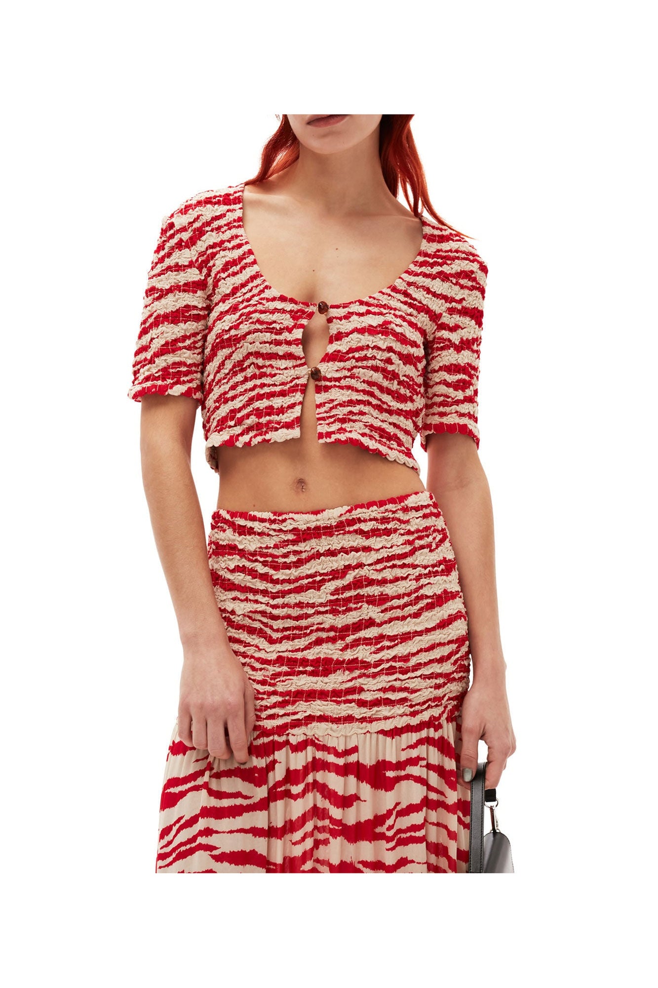 Printed Georgette Cropped Smock Blouse | Castle Wall
