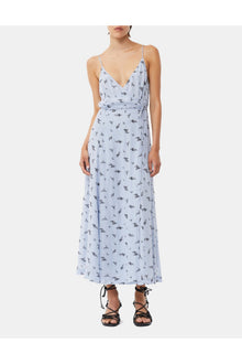 Printed Georgette Strap Wrap Dress | Brunnera Blue