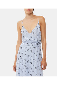 Printed Georgette Strap Wrap Dress | Brunnera Blue