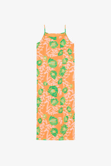 Printed Light Crepe Slip Dress | Vibrant Orange