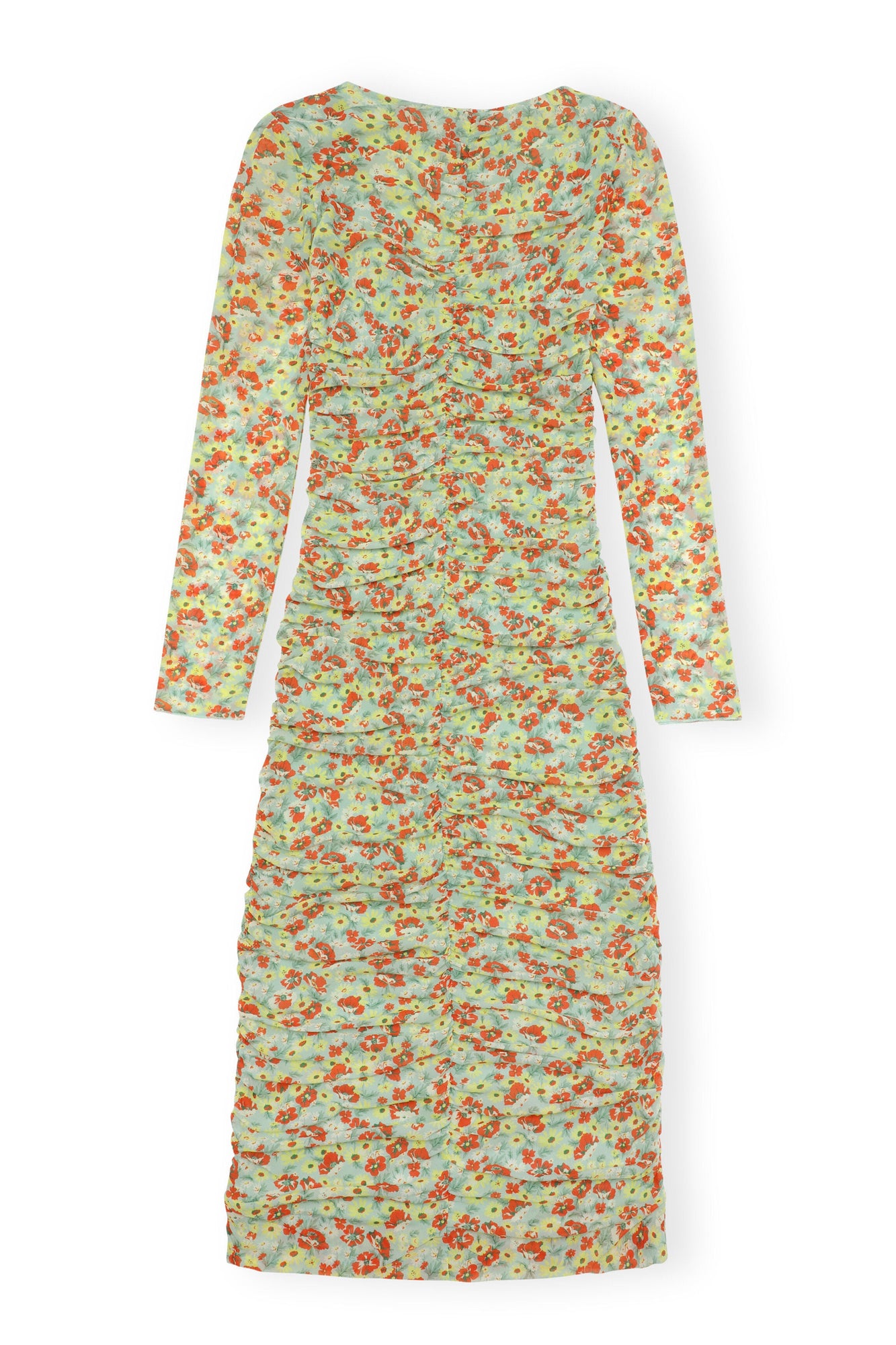 Printed Mesh Midi Dress | Meadow Celadon Green
