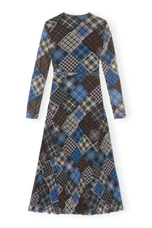 Printed Mesh Wrap Maxi Dress | Silver Lake Blue
