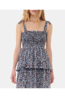 Printed Pleated Georgette Mini Dress | Phantom