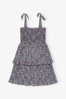Printed Pleated Georgette Mini Dress | Phantom
