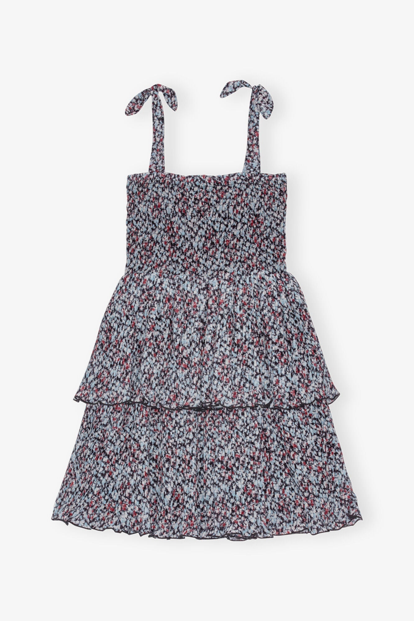 Printed Pleated Georgette Mini Dress | Phantom