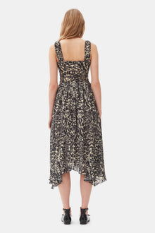 Printed Pleated Georgette Smock Midi Dress | Lemon Icing