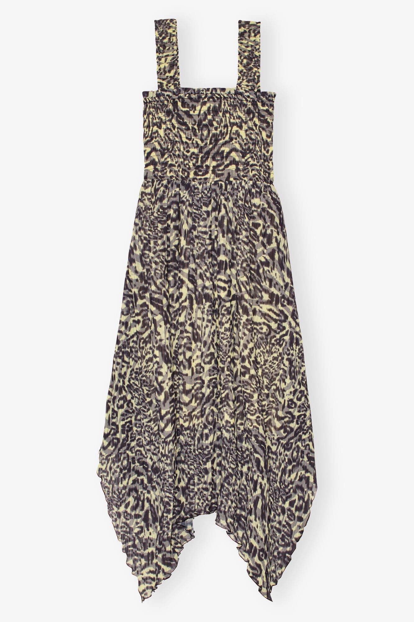 Printed Pleated Georgette Smock Midi Dress | Lemon Icing