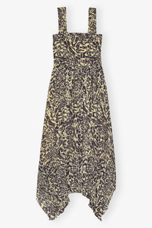 Printed Pleated Georgette Smock Midi Dress | Lemon Icing