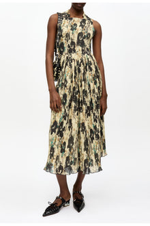 Printed Pleats Smock Midi Straps Dress | Afterglow