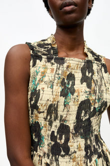 Printed Pleats Smock Midi Straps Dress | Afterglow
