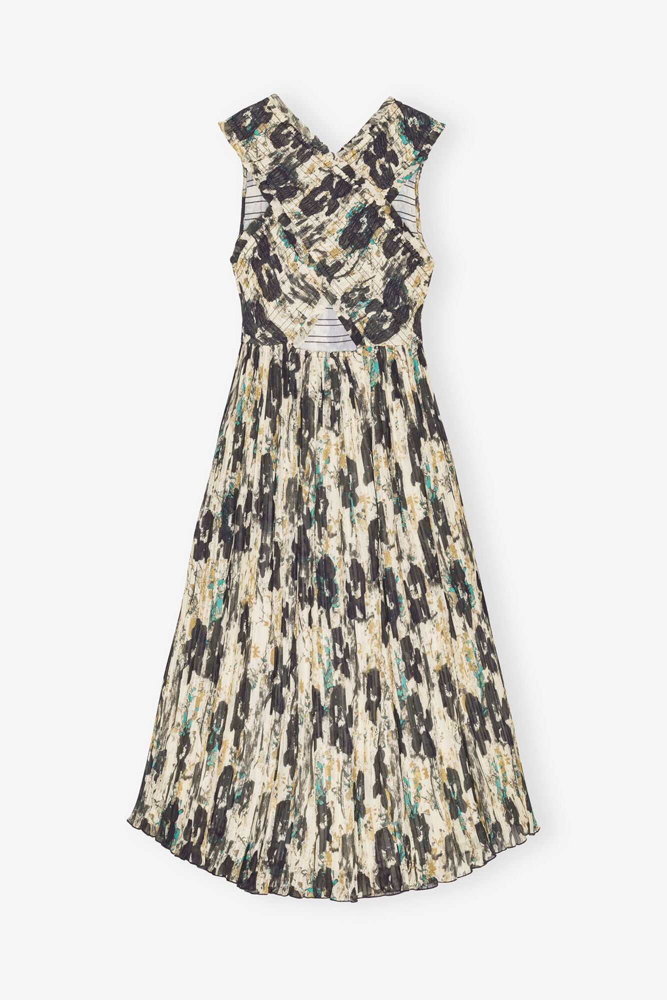 Printed Pleats Smock Midi Straps Dress | Afterglow