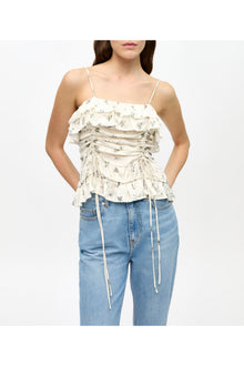Printed Satin Slip Top | Egret