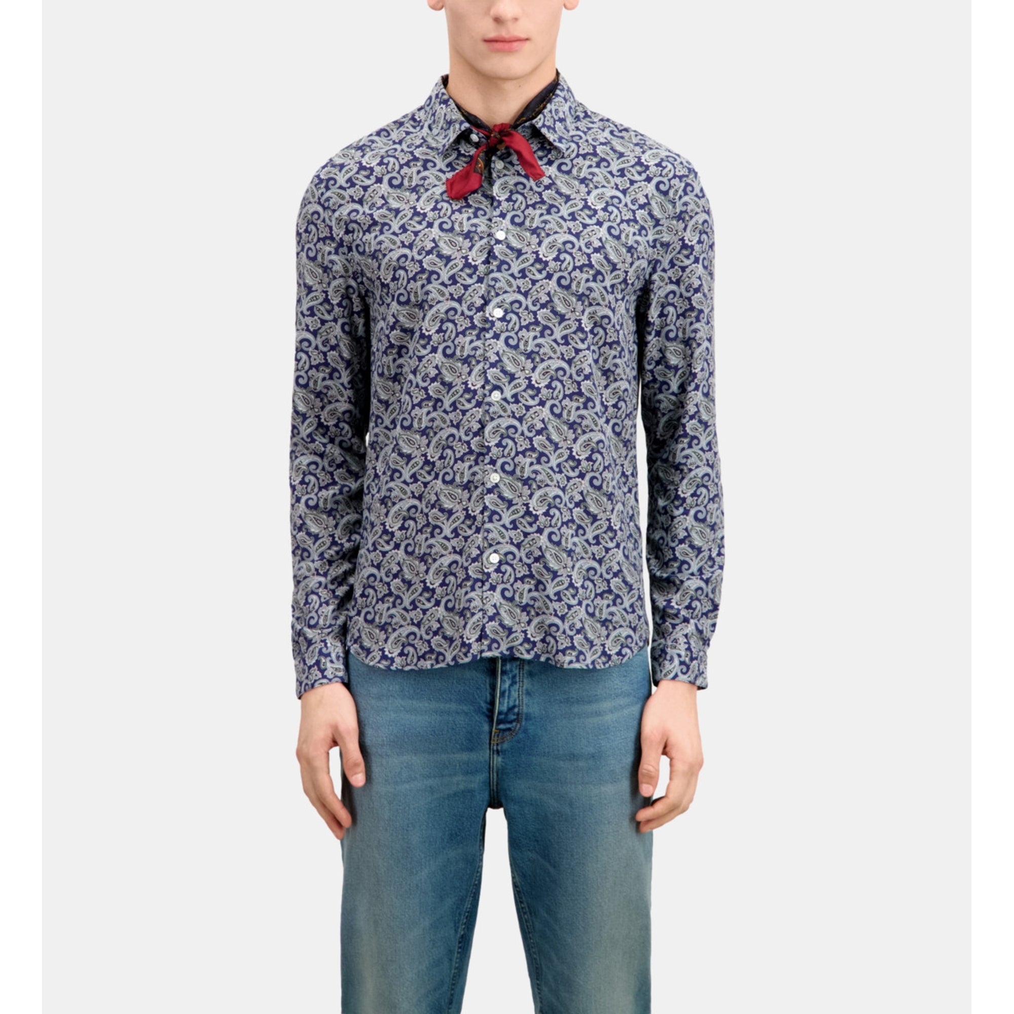 Printed Shirt | Men | Navy x Blue