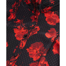 Printed Silk Top With Pleating | Women | Black x Red