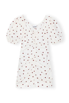 Printed U neck Mini Dress | Egret