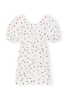 Printed U neck Mini Dress | Egret