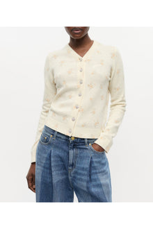 Printed Wool Mix Cardigan | Antique White