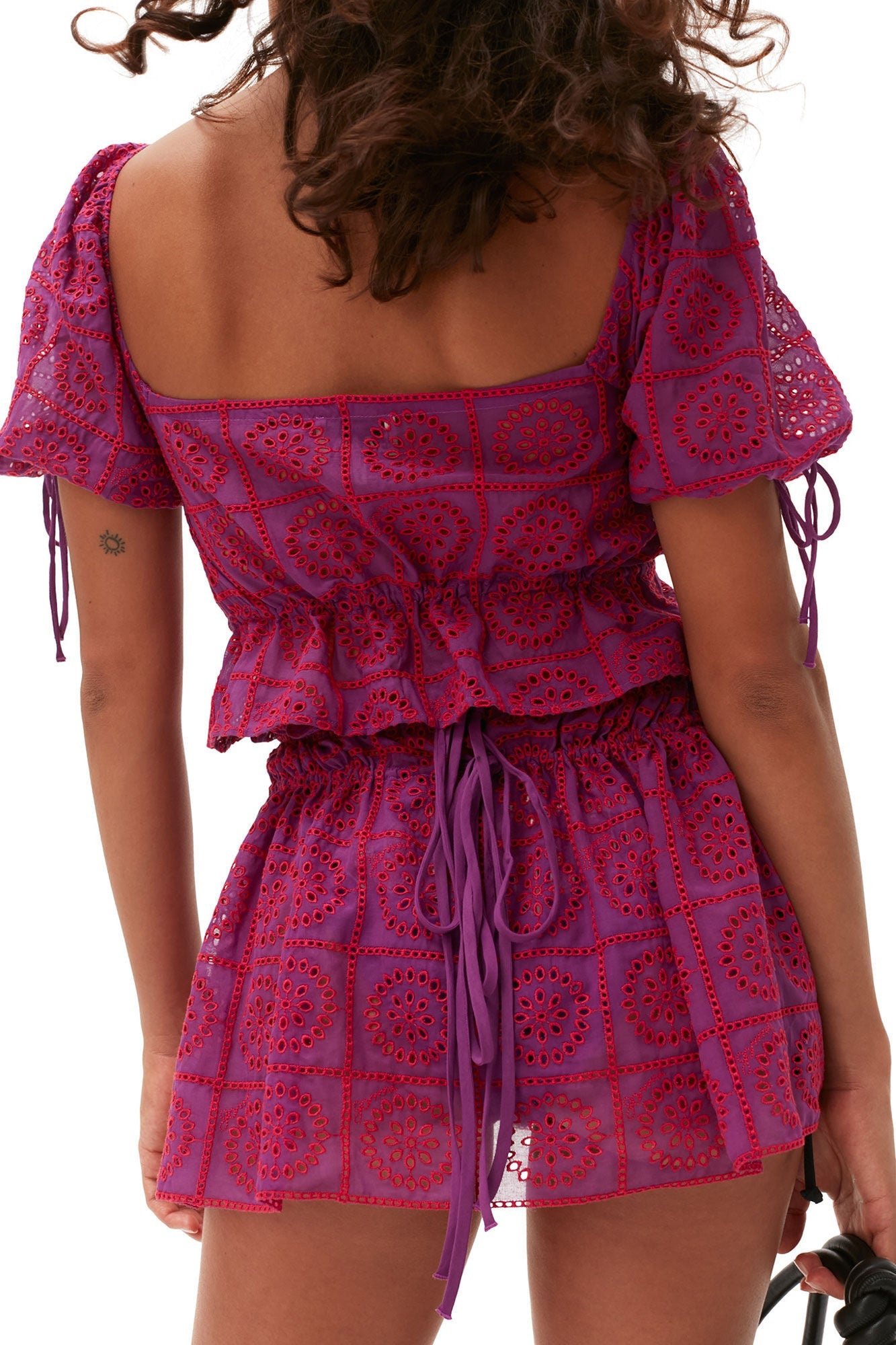 Purple Broderie Anglaise Mini Skirt | Sparkling Grape