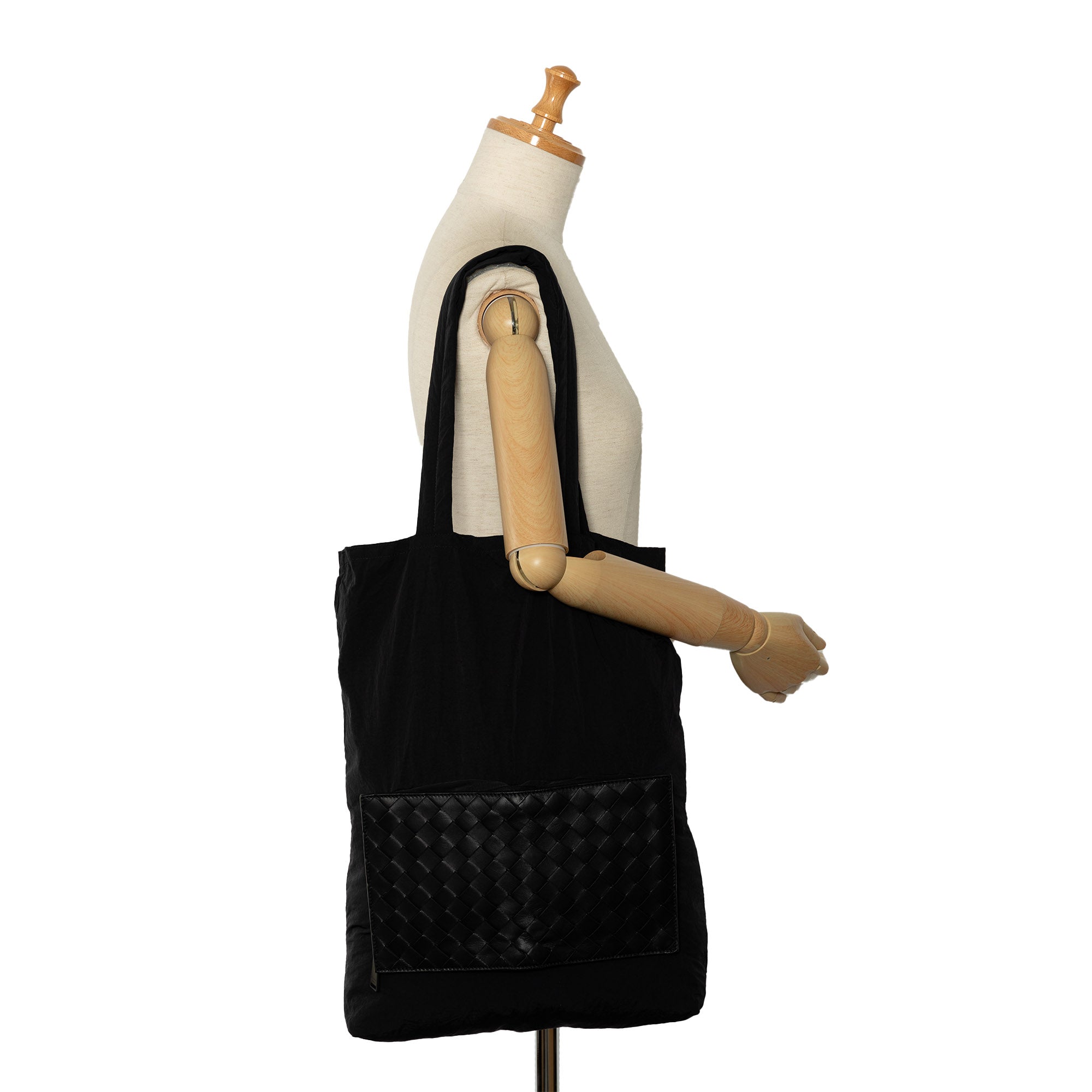 Bottega Veneta | Pre-Owned Intrecciato and Nylon Foldable Tote | Black