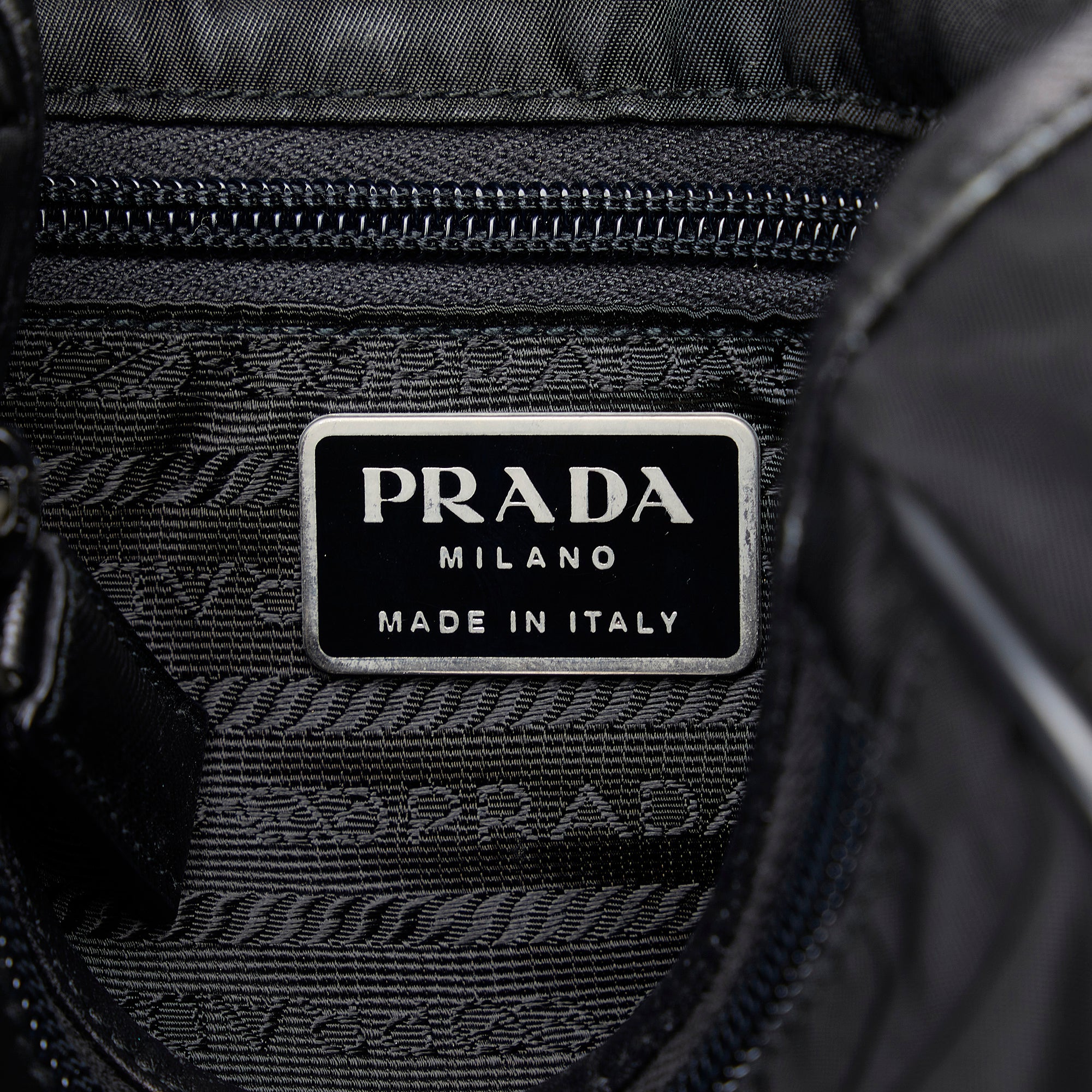 Prada | Pre-Owned Tessuto Buckle Messenger Bag - III | Black