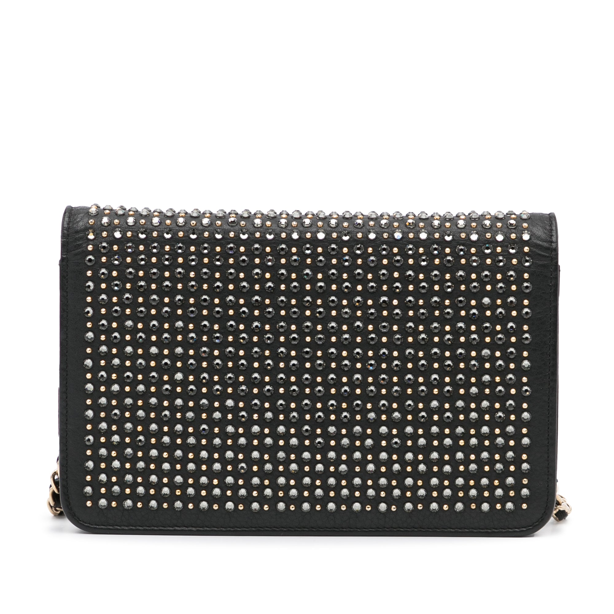 Chanel | Pre-Owned Studded Leather Wallet on Chain | Black