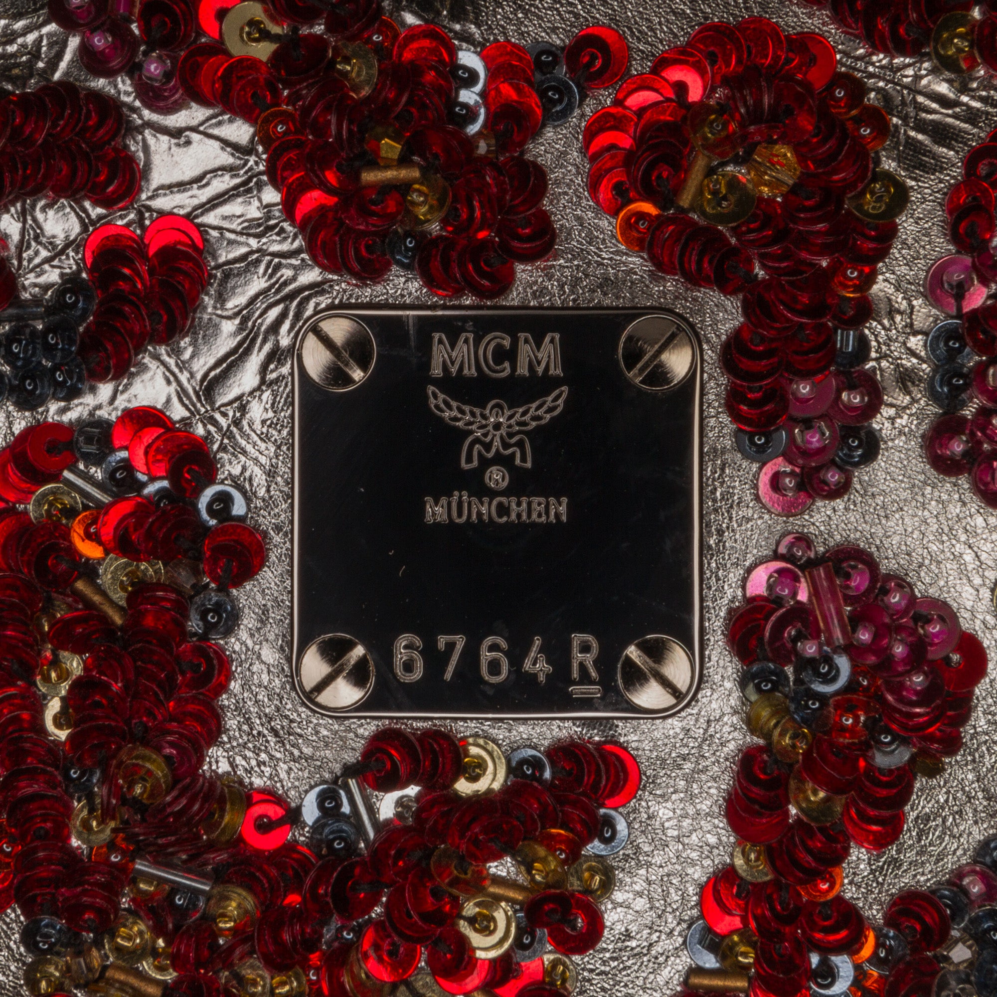 MCM | Pre-Owned Paticia Leopard Sparkle Satchel | SilverRed