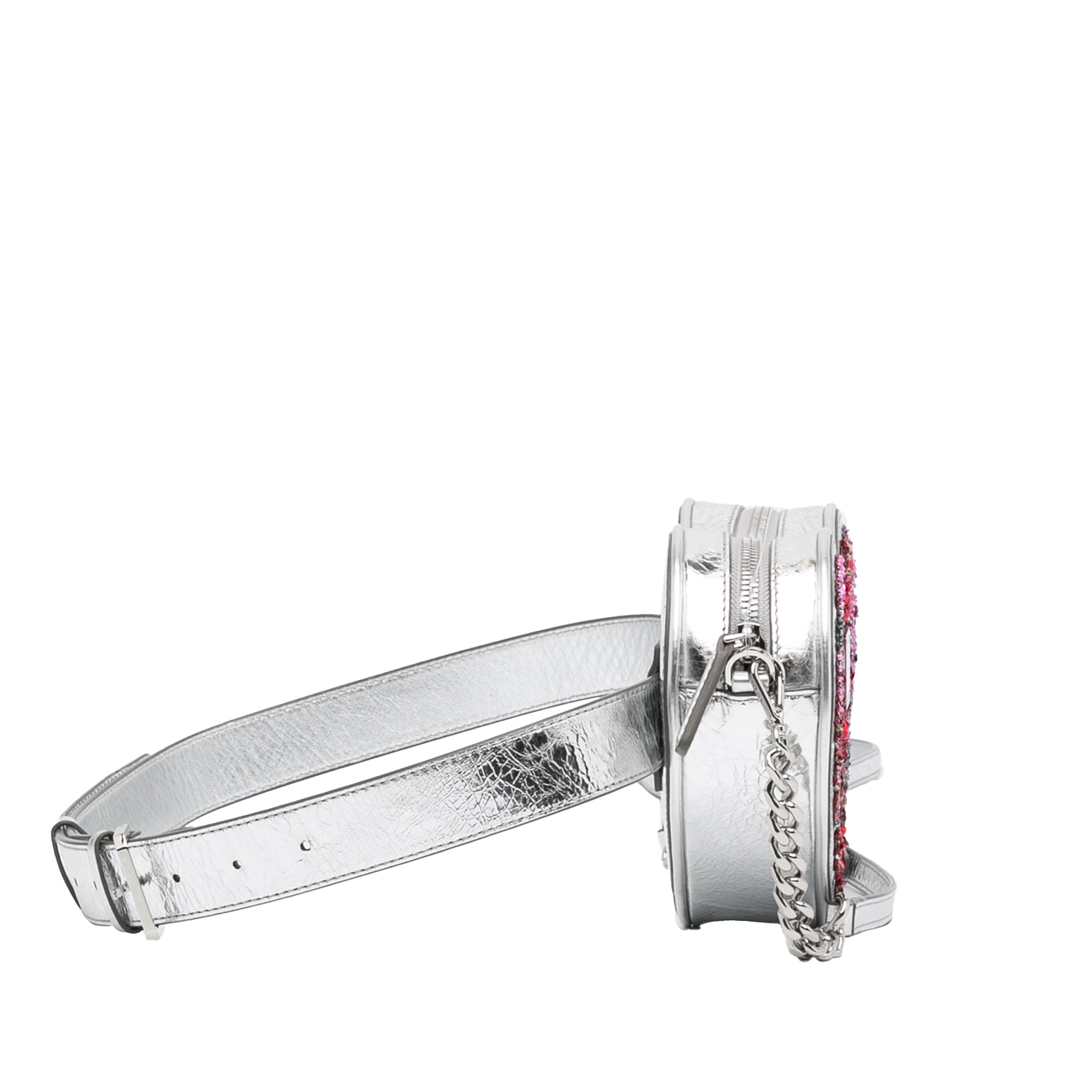 MCM | Pre-Owned Paticia Leopard Sparkle Satchel | SilverRed