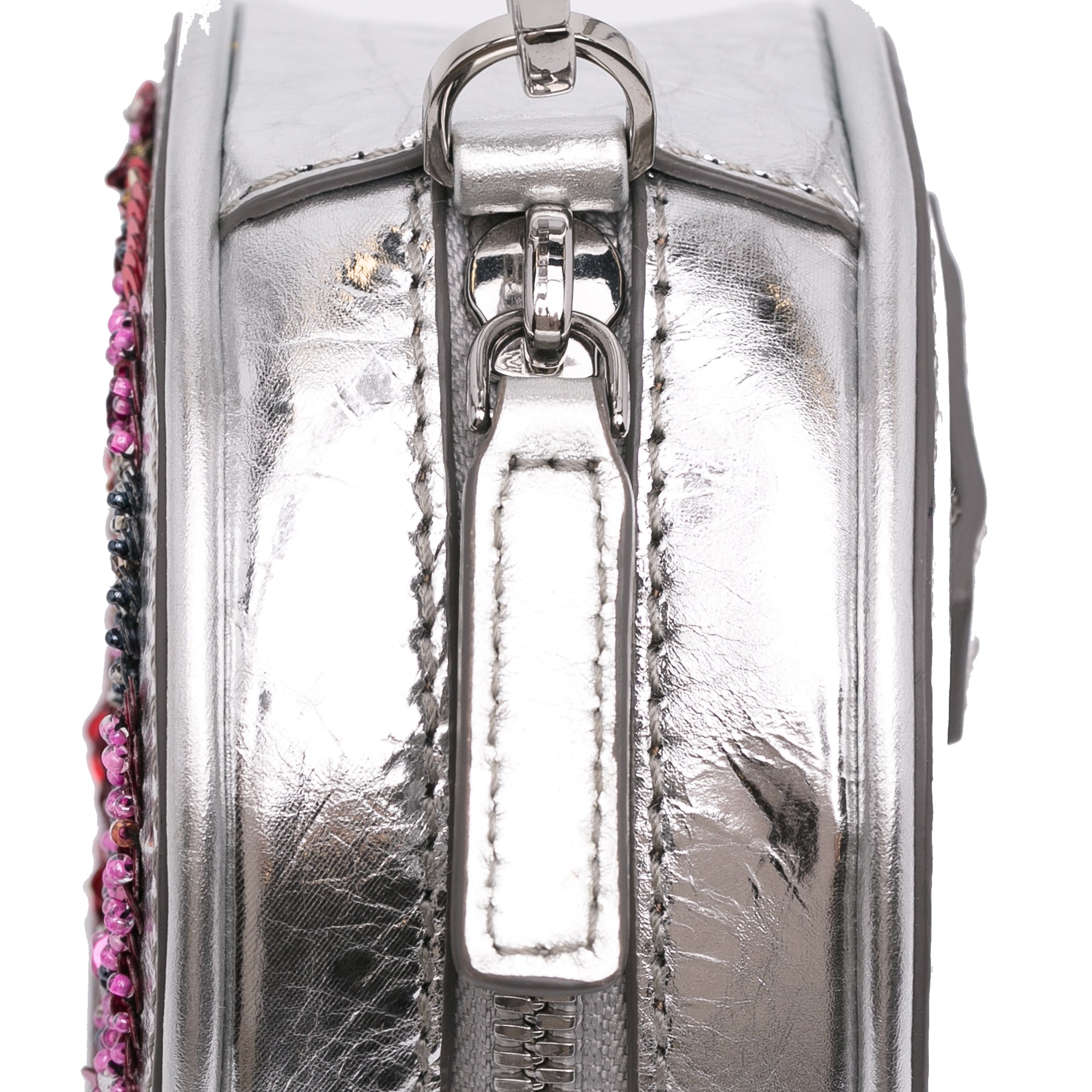 MCM | Pre-Owned Paticia Leopard Sparkle Satchel | SilverRed