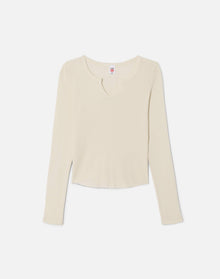 Womens | Hanes V Cut Baby Long Sleeve | Vintage Ivory