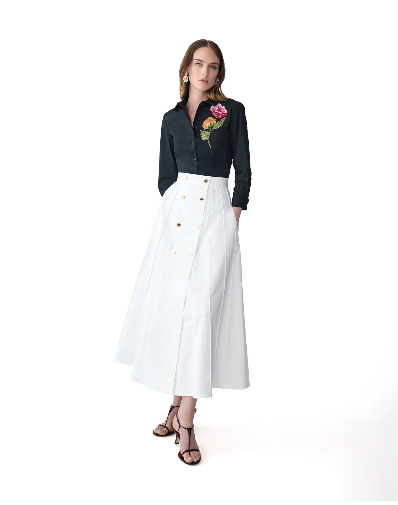 A-Line Midi Skirt | White