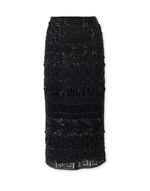 Embroidered Midi Skirt | Black