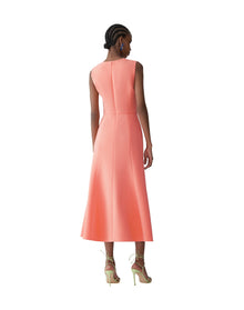 Embroidered Sleeveless Crewneck Flare Dress | Sunset Multi