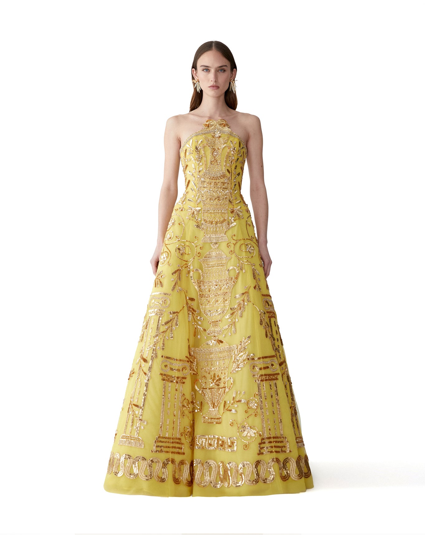 Embroidered Strapless Ball Gown | Daffodil
