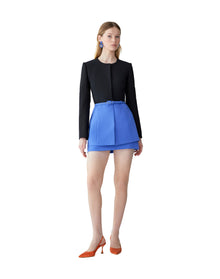 Long Sleeve Crewneck Jacket With Belt | Black Multi